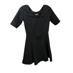 Hollister Womens V Neck Waffle‎ Tunic Top Black XS
